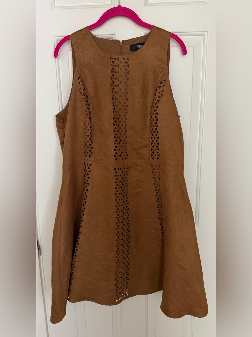 Mossimo Supply Co. Brown Faux Suede Fit-and-Flare Cutout Dress